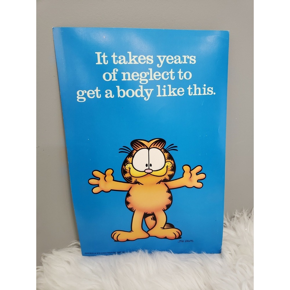 Vintage 1978 GARFIELD CAT Poster Argus Jim Davis dadbod gym kitchen mancave gift